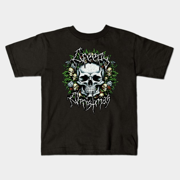 Christmas Wreath With Skulls Kids T-Shirt by NorseMagic